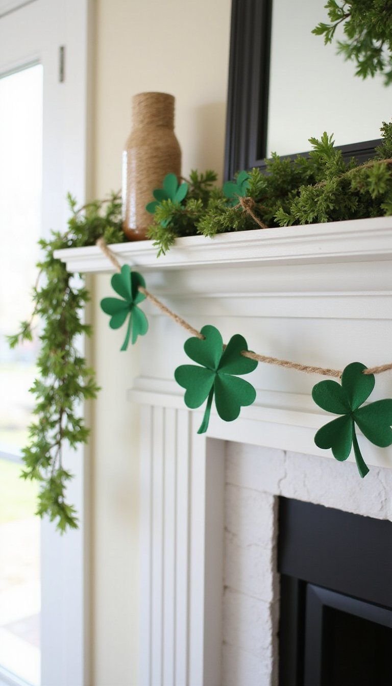 Shamrock Garland in Natural Linen and Gold
