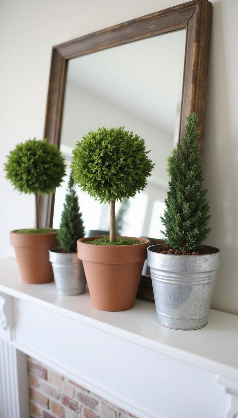 Tiny Topiaries in Weathered Pots, my favorite