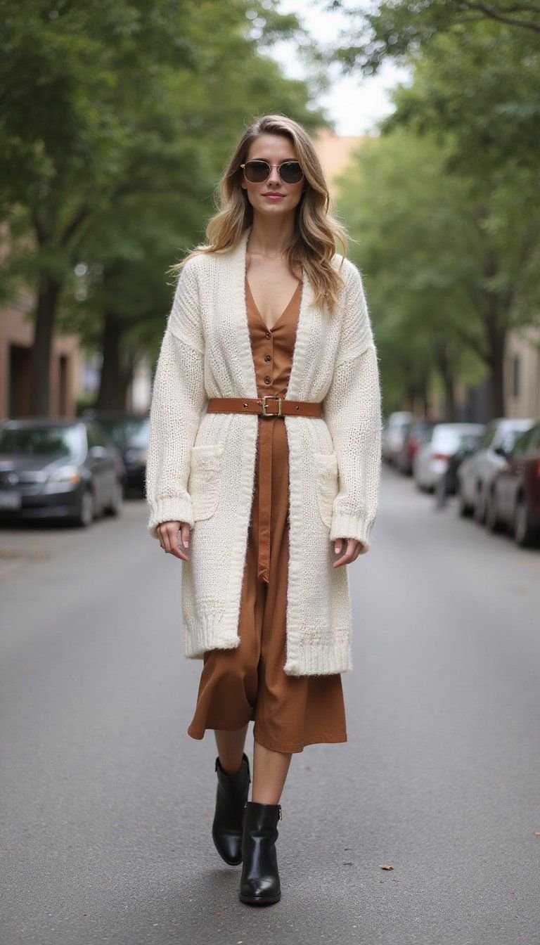 Oversized Cardigan Belted Look