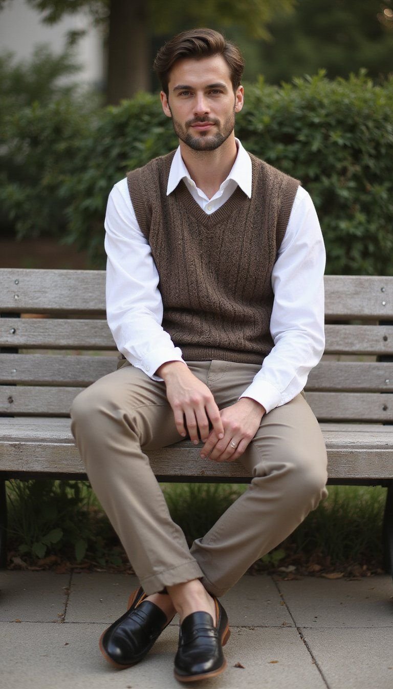 Sweater Vest over Button-Up